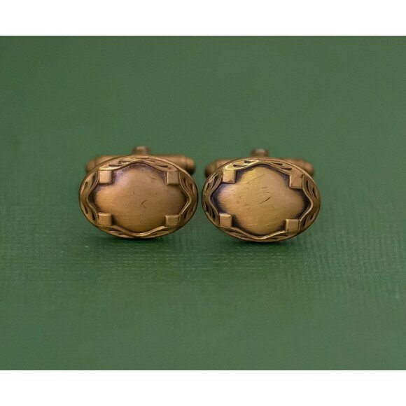 Vintage Victorian Brass Cuff Links, K25 - Picture 1 of 2
